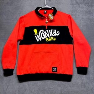 Willy Wonka & The Chocolate Factory Sweatshirt Mens XL Red Cakeworthy Wonka Bar‎
